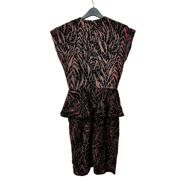 Velvet + Copper Vintage Sparkle Sheath dress w/peplum V neck + Bow Y2K Mobwife - Picture 5 of 10